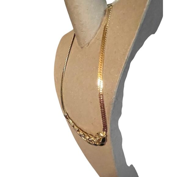 Vintage Trifari Statement Gold Tone Black Enamel Serpentine Choker Necklace - Picture 15 of 15